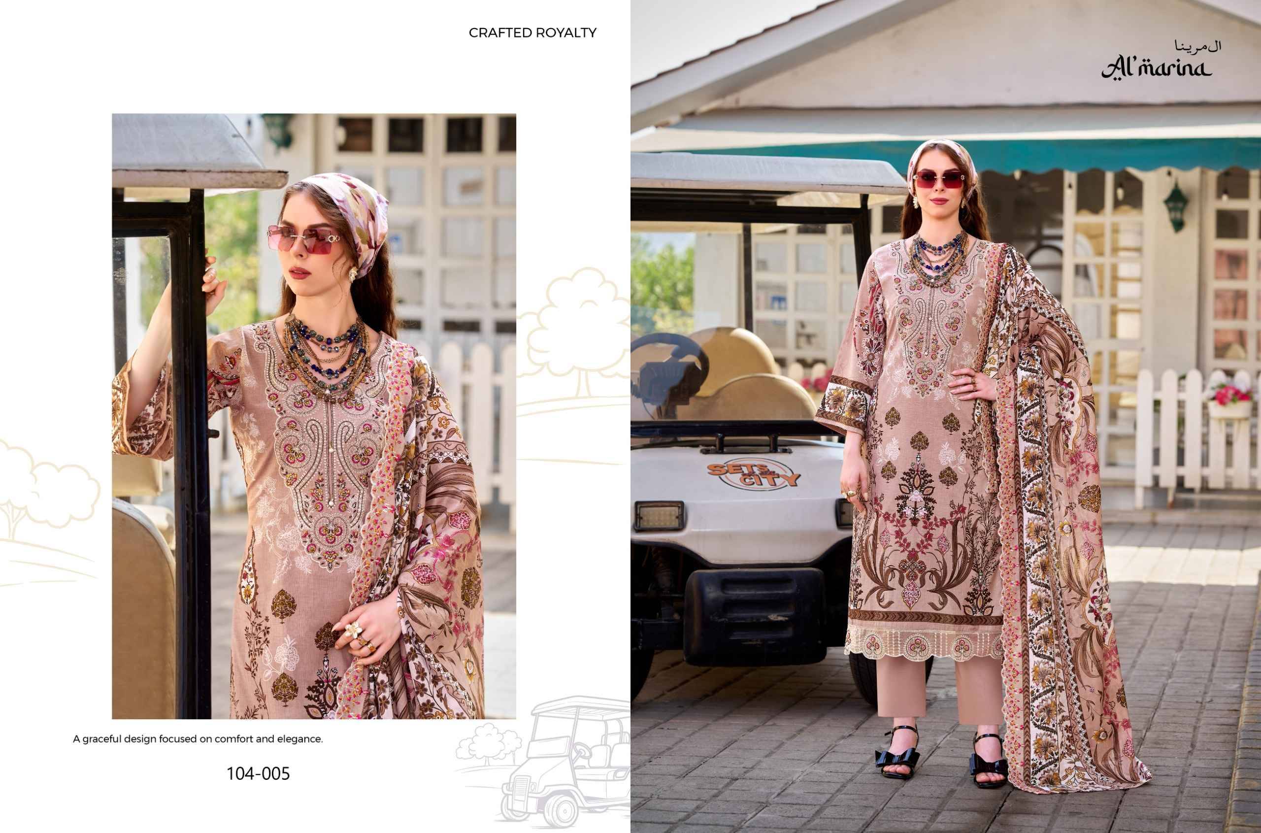 INAYAT VOL 2 104 Series By ALMARINA Pakistani Stylish Beautiful Colourful Printed & Embroidered Party Wear & Occasional Wear Pure cotton Dresses At Wholesale Price